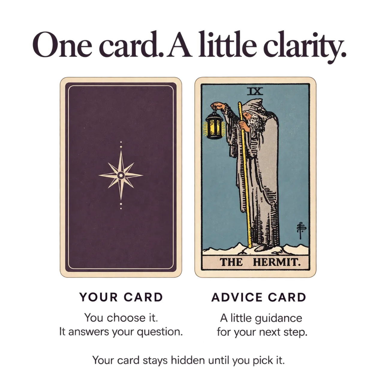 A hidden card and the Hermit, an example advice card